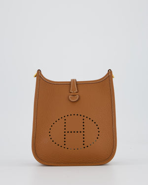 Hermès Mini Evelyne 16 Bag in Gold Clemence Leather with Gold Hardware