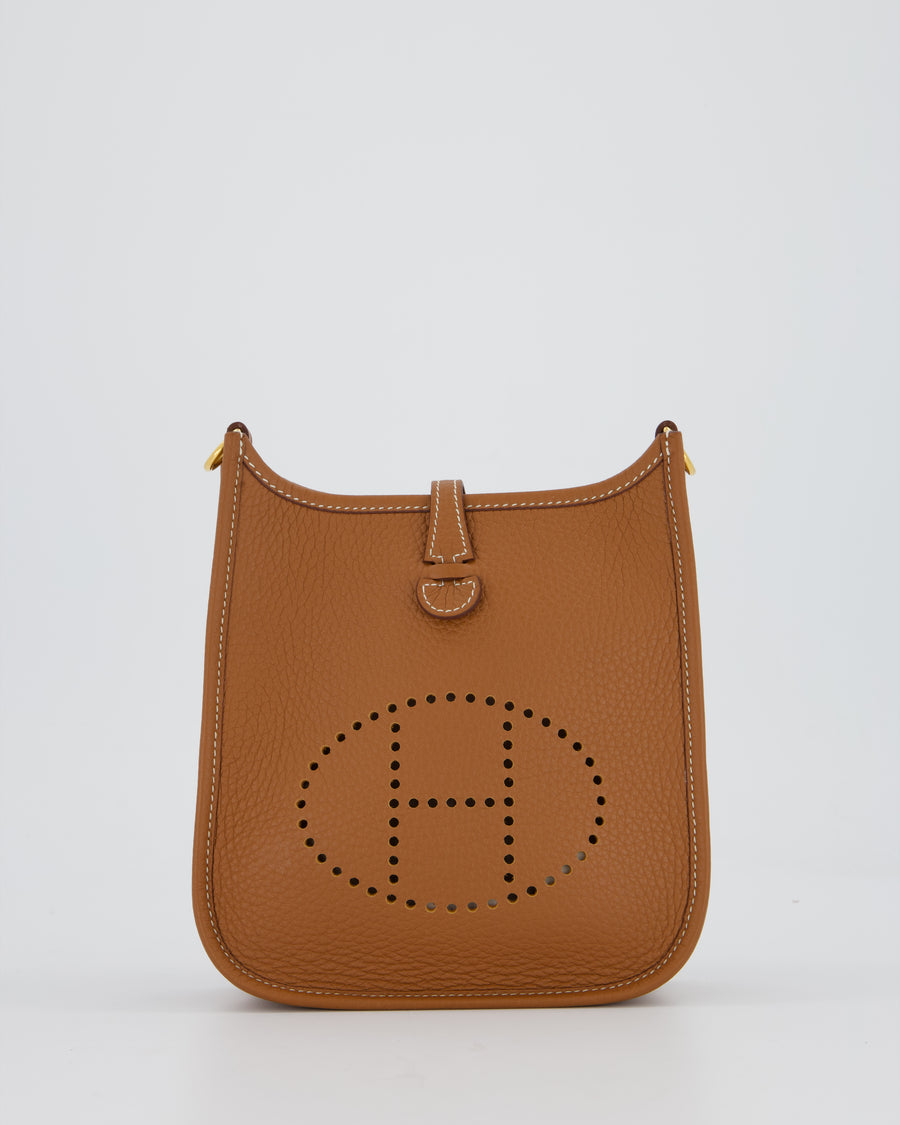 Hermès Mini Evelyne 16 Bag in Gold Clemence Leather with Gold Hardware