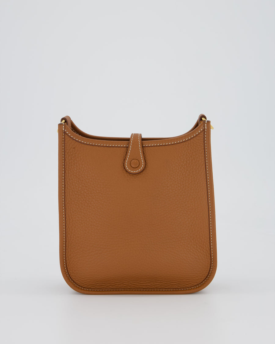 Hermès Mini Evelyne 16 Bag in Gold Clemence Leather with Gold Hardware