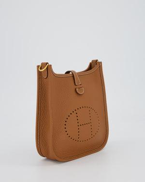 Hermès Mini Evelyne 16 Bag in Gold Clemence Leather with Gold Hardware