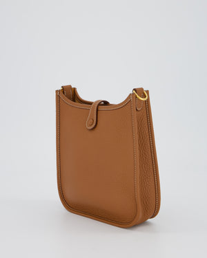Hermès Mini Evelyne 16 Bag in Gold Clemence Leather with Gold Hardware
