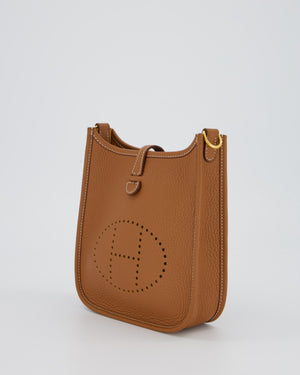 Hermès Mini Evelyne 16 Bag in Gold Clemence Leather with Gold Hardware