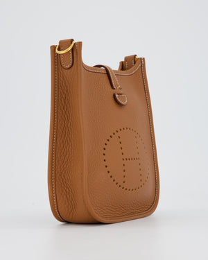 Hermès Mini Evelyne 16 Bag in Gold Clemence Leather with Gold Hardware