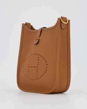Hermès Mini Evelyne 16 Bag in Gold Clemence Leather with Gold Hardware