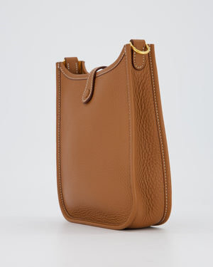 Hermès Mini Evelyne 16 Bag in Gold Clemence Leather with Gold Hardware