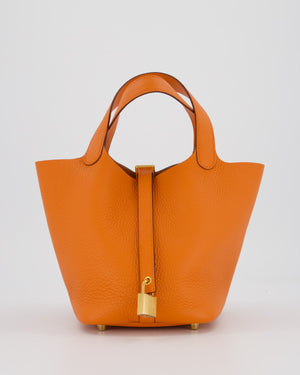 Hermès Picotin Lock 18 Bag in Orange H Taurillon Clemence Leather with Gold Hardware