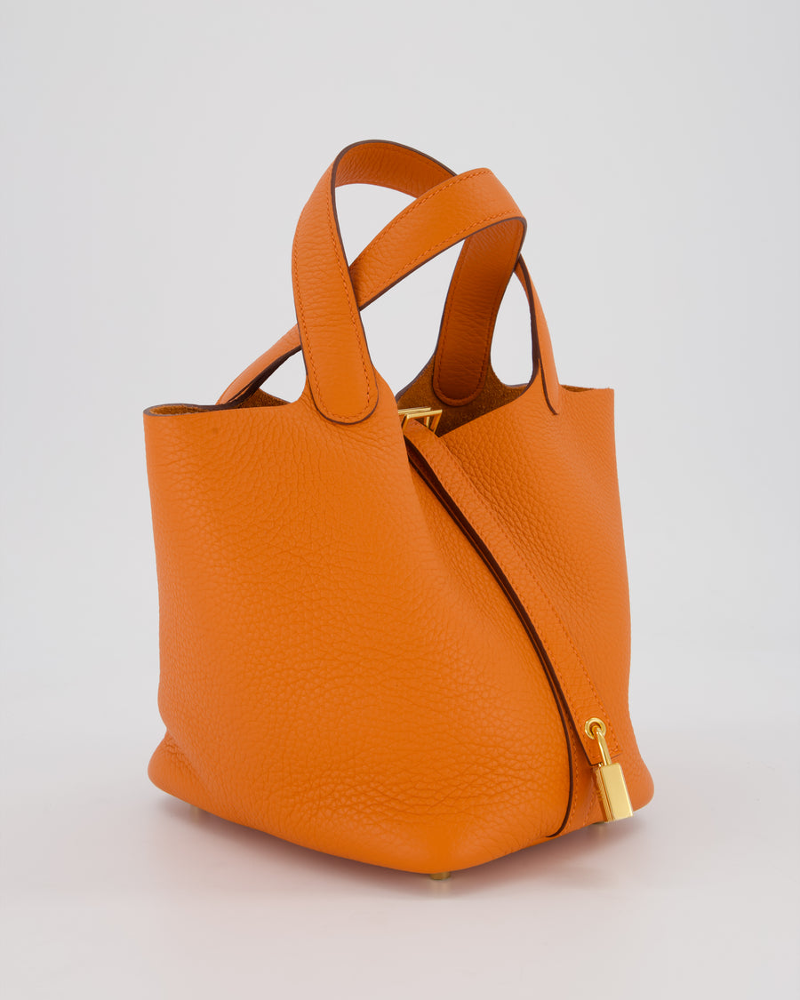Hermès Picotin Lock 18 Bag in Orange H Taurillon Clemence Leather with Gold Hardware