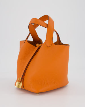 Hermès Picotin Lock 18 Bag in Orange H Taurillon Clemence Leather with Gold Hardware