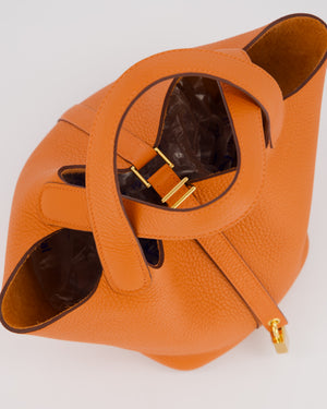 Hermès Picotin Lock 18 Bag in Orange H Taurillon Clemence Leather with Gold Hardware