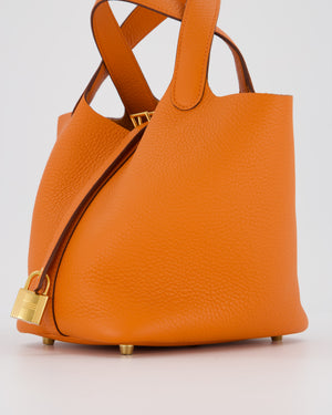 Hermès Picotin Lock 18 Bag in Orange H Taurillon Clemence Leather with Gold Hardware