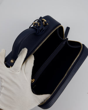 Chanel Navy Caviar Leather Vanity Case Bag with CC Leather Logo Detail
