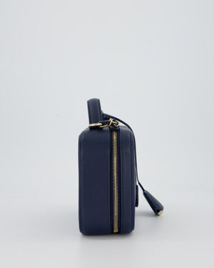 Chanel Navy Caviar Leather Vanity Case Bag with CC Leather Logo Detail