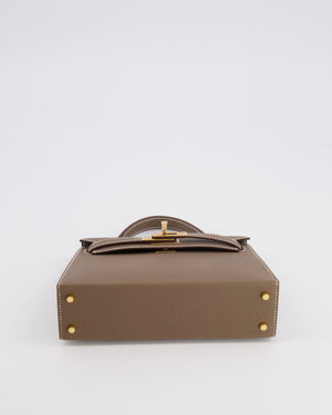 Hermès Mini Kelly II Bag in Etoupe Epsom Leather with Gold Hardware
