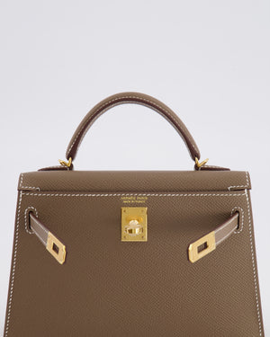 Hermès Mini Kelly II Bag in Etoupe Epsom Leather with Gold Hardware