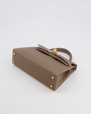 Hermès Mini Kelly II Bag in Etoupe Epsom Leather with Gold Hardware