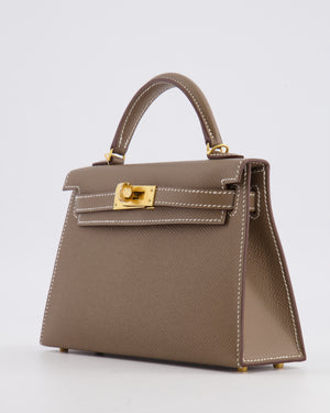 Hermès Mini Kelly II Bag in Etoupe Epsom Leather with Gold Hardware