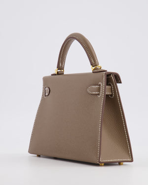 Hermès Mini Kelly II Bag in Etoupe Epsom Leather with Gold Hardware