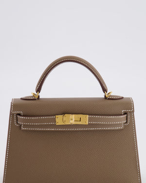 Hermès Mini Kelly II Bag in Etoupe Epsom Leather with Gold Hardware
