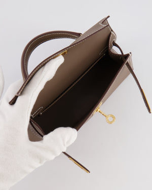 Hermès Mini Kelly II Bag in Etoupe Epsom Leather with Gold Hardware