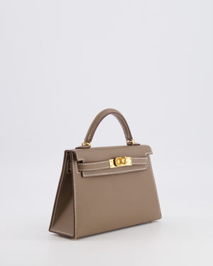 Hermès Mini Kelly II Bag in Etoupe Epsom Leather with Gold Hardware