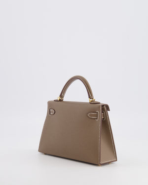 Hermès Mini Kelly II Bag in Etoupe Epsom Leather with Gold Hardware