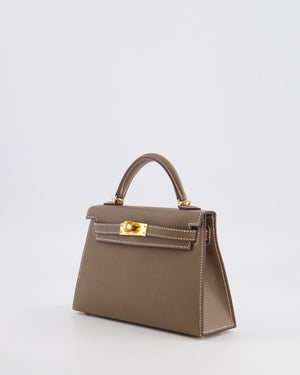 Hermès Mini Kelly II Bag in Etoupe Epsom Leather with Gold Hardware
