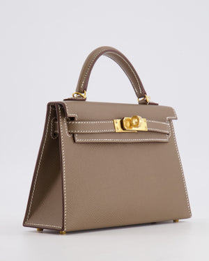 Hermès Mini Kelly II Bag in Etoupe Epsom Leather with Gold Hardware
