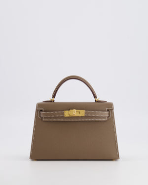 Hermès Mini Kelly II Bag in Etoupe Epsom Leather with Gold Hardware