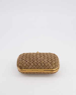 Bottega Veneta Metallic Gold Mini Intrecciato Knot Clutch Bag