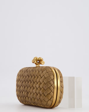 Bottega Veneta Metallic Gold Mini Intrecciato Knot Clutch Bag