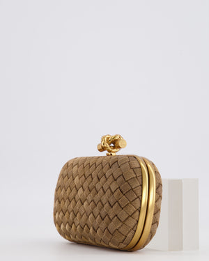Bottega Veneta Metallic Gold Mini Intrecciato Knot Clutch Bag