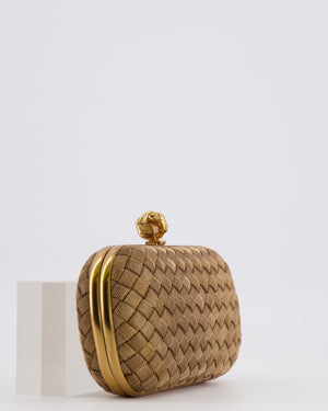 Bottega Veneta Metallic Gold Mini Intrecciato Knot Clutch Bag