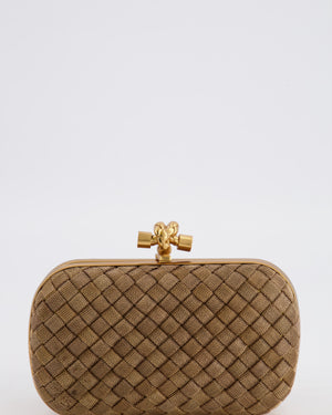 Bottega Veneta Metallic Gold Mini Intrecciato Knot Clutch Bag
