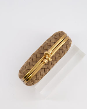 Bottega Veneta Metallic Gold Mini Intrecciato Knot Clutch Bag