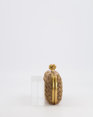 Bottega Veneta Metallic Gold Mini Intrecciato Knot Clutch Bag