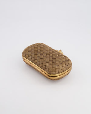 Bottega Veneta Metallic Gold Mini Intrecciato Knot Clutch Bag