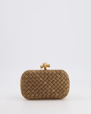 Bottega Veneta Metallic Gold Mini Intrecciato Knot Clutch Bag