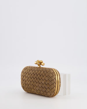 Bottega Veneta Metallic Gold Mini Intrecciato Knot Clutch Bag
