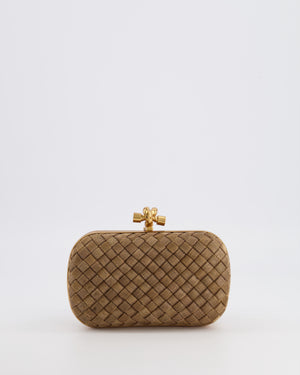 Bottega Veneta Metallic Gold Mini Intrecciato Knot Clutch Bag