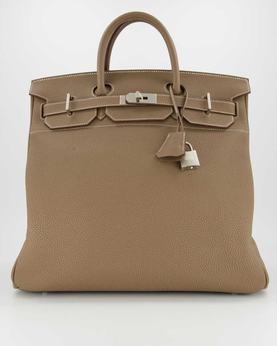 *RARE* Hermès HAC Bag 40 in Etoupe Togo Leather With Palladium Hardware