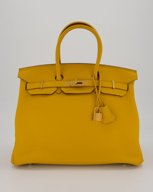 Hermès Birkin Retourne 35 Bag in Jaune Ambre Togo Leather with Gold Hardware