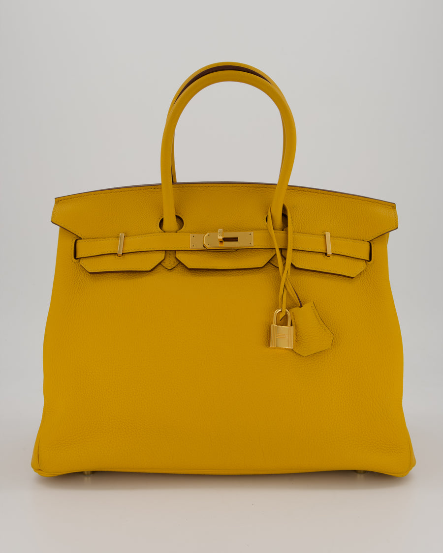 Hermès Birkin Retourne 35 Bag in Jaune Ambre Togo Leather with Gold Hardware