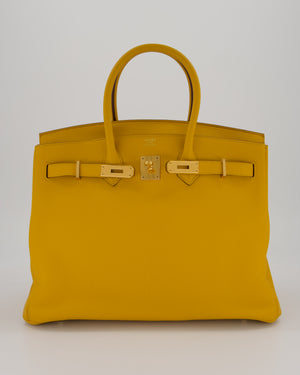 Hermès Birkin Retourne 35 Bag in Jaune Ambre Togo Leather with Gold Hardware