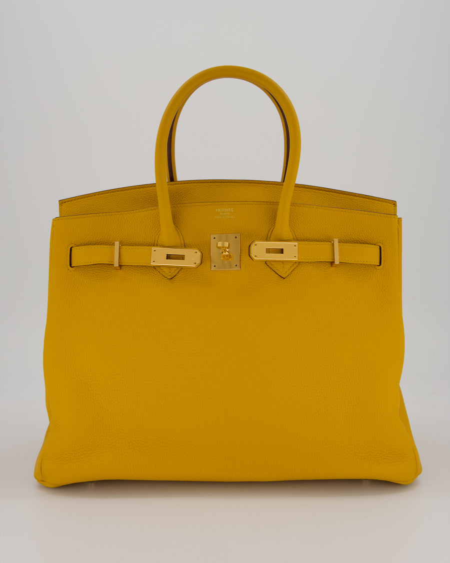 Hermès Birkin Retourne 35 Bag in Jaune Ambre Togo Leather with Gold Hardware