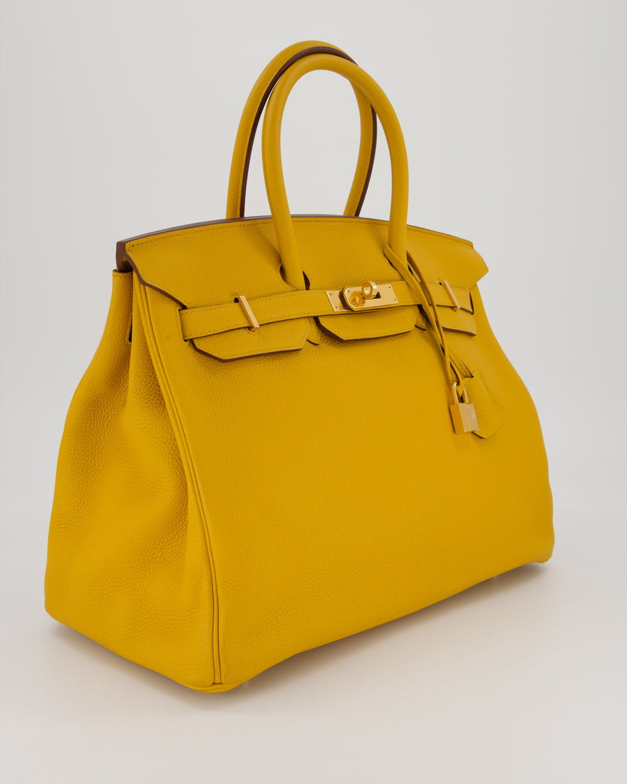 Hermès Birkin Retourne 35 Bag in Jaune Ambre Togo Leather with Gold Hardware