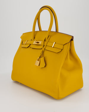 Hermès Birkin Retourne 35 Bag in Jaune Ambre Togo Leather with Gold Hardware