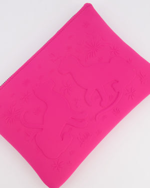 Hermès Neon Pink Neobain Les Leopards Pouch Bag RRP £485