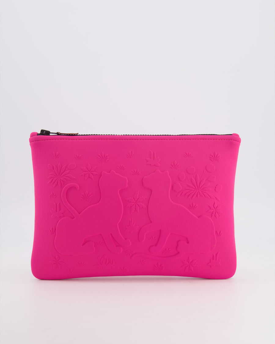 Hermès Neon Pink Neobain Les Leopards Pouch Bag RRP £485