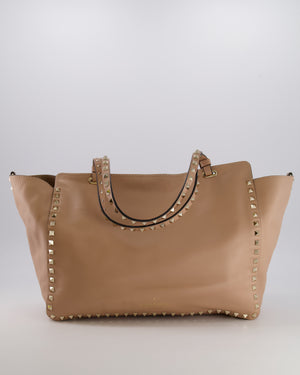 Valentino Nude Pink Leather Medium Rockstud Tote Bag with Multi-Colour Beaded Butterfly Appliques&nbsp;