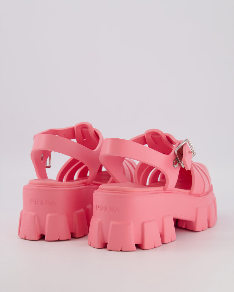 Prada Pink Rubber Platformed Monolith Sandals Size EU 39 RRP £650